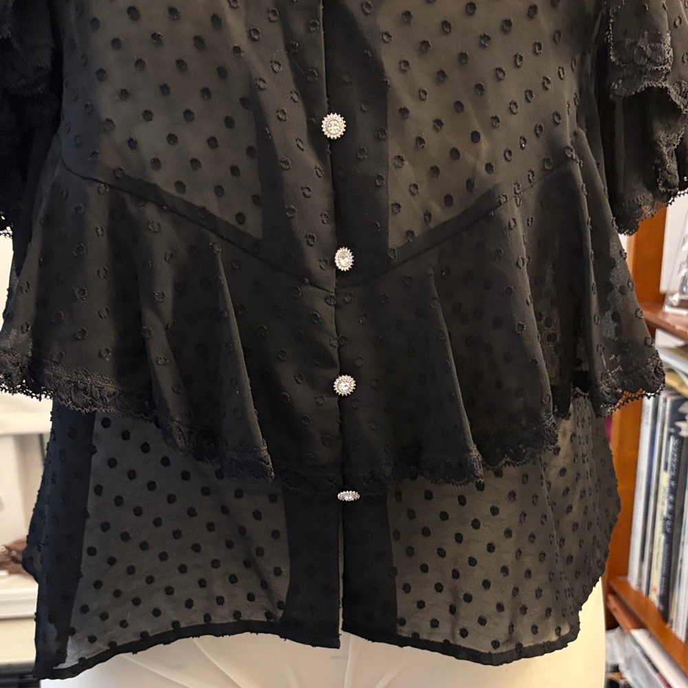 Zara Black Sheer Layered Blouse - Picture 3 of 14